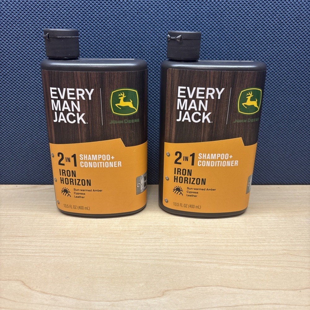 2-Every Man Jack John Deere 2-in-1 Shampoo Conditioner Iron Horizon 13.5 oz  New